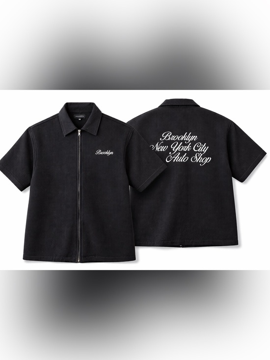 Upstanders Other - Embroidered Black Lightweight Zip Shirt Jacket
